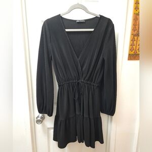 ZARA Long Sleeve Tiered Little Black Dress • Small • Dainty / Y2K / Street Style